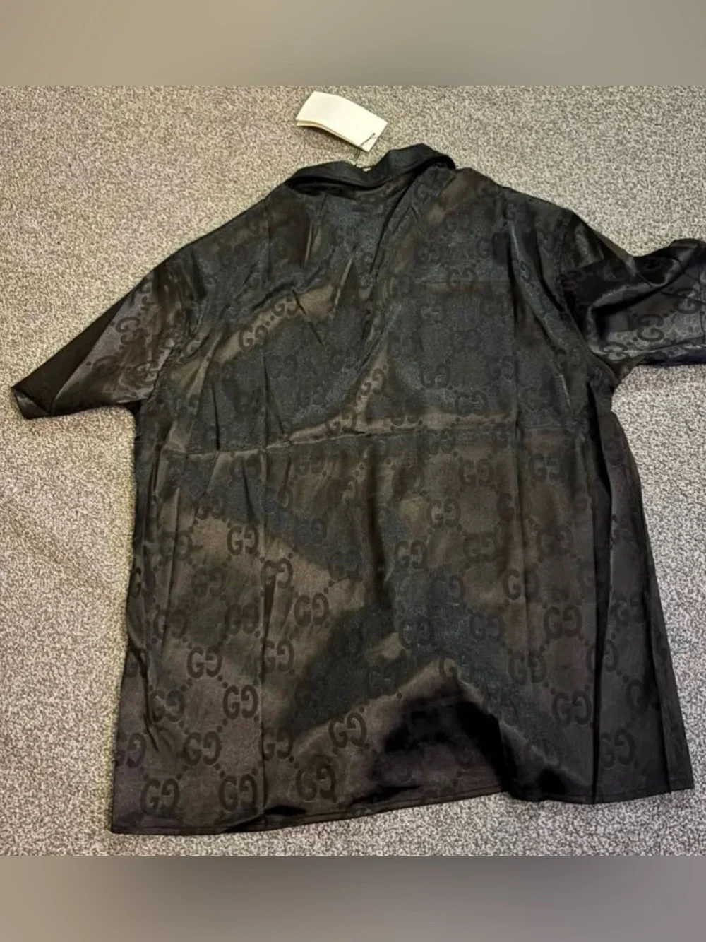 Gucci Black Tonal GG Jacquard Short-Sleeve Button-Down Shirt